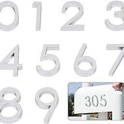 Self Adhesive Mailbox Numbers, Door Address Numbers, Stickers for Office Room, Raised 3D Effect, Chrome Plated (6cm, 10pcs(0-9), Silver)-17