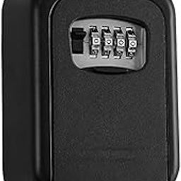 RKPM HOMES Key Storage Lock Box, 4-Digit Combination Lock Box, Wall Mounted Lock Box, Metal Key Safe Combination Storage Box, Resettable Code (Black)-17