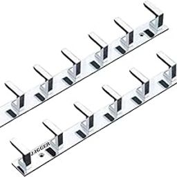 AMiRiTE AMR05 Wall Mounted Stainless Steel Wall Hooks for Hanging Cloth/Towel Hangers/Key Ring Holder/Door Hangers/Hook Rail/Bthroom Hanger [ Combo Pack of 2 ] (Silver, 8 PIN Hanger)-18