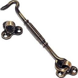RISEOM Brass Heavy Gate Hook and Eye/Window Hook for Double Doors Gates/Windows(Flower Eye) (Pack of 2, Antique-5 inch)-picture-19