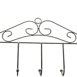 Over Door Hook Rack, 7 Hooks, Decorative Scroll Design, Bronze Metal-image-55