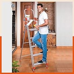 Bathla Zenith Plus 5-Step Foldable Aluminium Ladder with Hand Rails, Safety Grips & Pail Tray-image-95