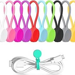 10Pcs Magnetic Cable Ties, Reusable Cable Organizers Earbuds Cords USB Cable Manager Keeper Wrap Ties Straps Bookmark Clips Noticeboard Fridge Magnets for Office, School, Home Organization-image-99