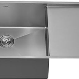 Hindware Kitchen Sink 36"x19"x9"| 304 Grade Stainless Steel | Handmade Single Bowl Sink | Single Drain Board with Waste Coupling | 25 Yrs Warranty on Product (Marino Neo)-image-62