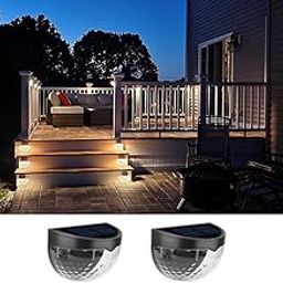 Outdoor Solar Step Lights for Stairs, Solar Fence Lights Waterproof LED Lighting, Yard Patio Pathway Pool Courtyard (Warm White Black, 2 Pack)-image-36