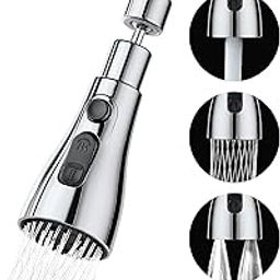 Chicvine 360° Rotatable Faucet Aerator – Infinity 3-Mode Dual Flow Kitchen Sink Sprayer with Movable Swivel Head Round Button Screw Spray Pushing Technology-image-15