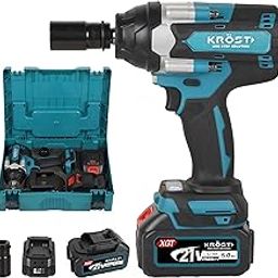 KROST Pro Series 700NM Torque Cordless Impact Wrench 1/2", Brushless Motor 21V(37V Max) Double Li-Ion Batteries, Auto Stop Function, Forward/Reverse Rotation, LED Light. (Impact Wrench)-0