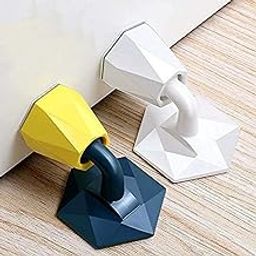 BRONZESHINE Door Stopper Floor Holder Door Bumper Strip Rubber Doorstop Double-Sided Tape Hidden Sticker (Yellow-Blue) (Pack of 2)-13