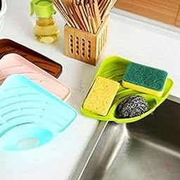 SpiderJuice 1Pc Multipurpose Triangular Shelf Designed Kitchen Sink Corner Wash Basin waste strainer Organizer soap holder tray rack drain filter basket Soap Dish cover tray for kitchen sink Washbasin-image-100