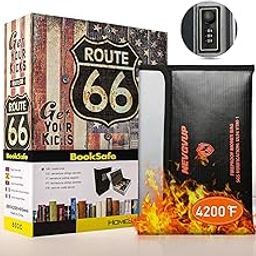 Diversion Book Safe with 4200°F Fireproof Money Bag and Combination Lock, 10.5" x 7.9" x 2.5" Fake Book Hidden Storage Safe, Hollow Secret Portable Metal Storage Box for Cash, Valuables-3