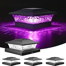 VOLISUN Solar Post Cap Light 4Pack Black: RGB Color Changing - Fence Post Lights Solar Outdoor Waterproof for 4x4 x5 x6 WoodenVinyl Post-image-90