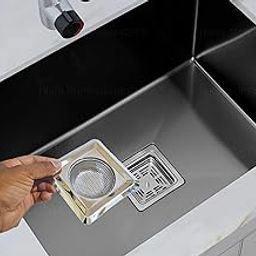HIKIN SUPERMARKET™ Square Stainless Steel Kitchen Strainer, Sink Jali, Drain Filter, Wide Rim Anti Clogging Mesh Drain Filter (ONLY for Square Sink)-2