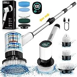 Electric Spin Scrubber for Cleaning with 7 Replaceable Heads - Full-Body Waterproof Tub Scrubber with Long Handle - Electric Brush Cleaner for Bathroom-image-10