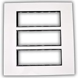 ORMOR Modular Switch Plates (18 Module,White,Pack of 5) Black Line Glossy Premium Polycarbonate Plate with cover for Universal Standard Modular Electrical Switches-8