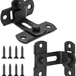 HASTHIP® 2 Pcs Cupboard Lock Stainless Steel 90° Door Buckle Bolt Barn Door Lock Right Angle Latches Bar Latch Safety Door Lock for Door, Fence, Cabinet, Chicken Coop, 2.4 inches (Black)-image-13