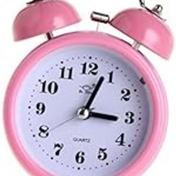 ATORSE 5xClassic Silent Bedside Double Twin Bell Alarm Clock with Nigth Light Pink-image-67