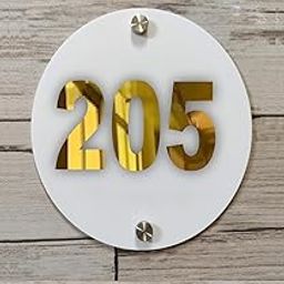Room Number Plate No 205 | White Acrylic Number Plate Fixed On PVC Sticker with Double Side Tape On Backside-picture-15