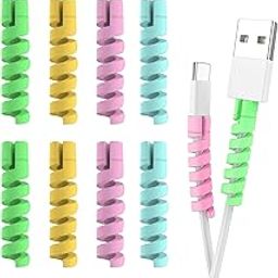 T TOPLINE Spiral Charger Spiral Charger Cable Protectors for Wires Data Cable Saver Charging Cord Protective Cable Cover Set of 2 (8 Pieces)-15
