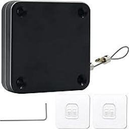 Delzon Automatic Door Closer with Tunnel Pull, Multifunctional Door Closer with Steel Drawstring for Bedroom Storm Bathroom Study Room (Black) (2)-picture-13