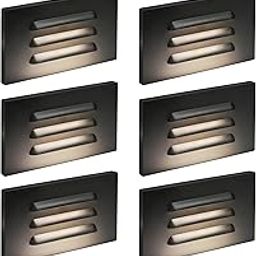 GKOLED 120V 110LM Dimmable LED Step Lights Off On, Horizontal Roller Blinds 3.5W Anti-Glare Stair Lighting, Waterproof, 3000K Warm White, Aluminium Black Finish, ETL-image-17