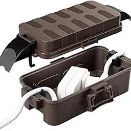 Flemoon Outdoor Electrical Box Waterproof w/Detachable Shield Covers, IP55 Waterproof Extension Cord Cover for Plug, Outlet, Halloween, Christmas String Lights, Weatherproof Connection Box, Brown-image-59