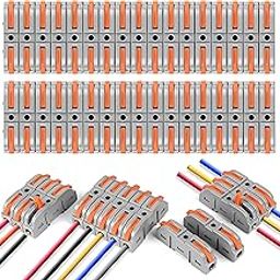 Wire Connector, 34Pcs Universal Connection Terminals, Circuit Inline Splices Electric Connectors, SPL-1 Clamp with Actuation Lever, 4 mm² Conductor Clamp, Quick & Freely Assemble-2