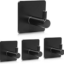 JIALTO Adhesive Hooks Heavy Duty Stick on Wall Hooks Towel Hooks Door Hooks Waterproof Stainless Steel Adhesive Towel Hooks Adhesive Holders for Hanging Clothes Bathroom Adhesive Hook 4 Pack- 4Packs-24