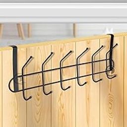 CANWAY® 1 Piece Stainless Steel Over-The-Door Hanger with 12 Hooks for Home and Office, No Drilling Required, Black-27