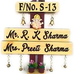 Mani Wooden Name Plate for Home House Outdoor with Brown Color Acrylic Font-image-87