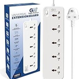 GIGAWATTS 2500W Extension Board with 5 Power Sockets 10A 250V Multi Plug Power Converter Thermal 2 Mtr Cord Length for Office & Home Appliances (Pack of 1, White)-15