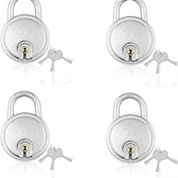 Godrej Locks I Round Padlock 40mm I 3 Keys I Padlock for Main Door I Gate Lock I Lock for Tool Box & Offices I Silver Finish I (Pack of 4)-image-9