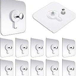 Wall Hooks Without Drilling Waterproof Hooks for Bathroom Shower Kitchen Keys Door Outdoor Home Improvement Utility Hook (Pack of 10, Photo Frame Hook) Clear, Stainless Steel-20