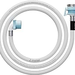 BUILDSKILL 2 Meter Fully Automatic washing machine inlet pipe with universal tap adaptor connector | Burst proof and anti kink | Hot & Cold water washing machine pipe inlet | pressure resistant-0