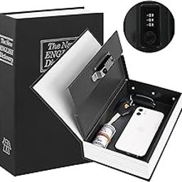 KYODOLED Diversion Book Safe with Combination Lock, Secret Hidden Metal Lock Box,Money Hiding Collection Box,9.5" x 6.2" x 2 .2" Black Large-picture-16