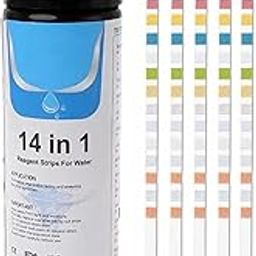 50 PCS Pool and Spa Test Strips 14-in-1 Swimming Pool Water Testing for for ChloriBro Alkalinity pH Hardness Sky Blue-POOWE-14