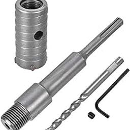 UPTODATETOOLS 30mm Wall Hole Drill Bit Concrete Cement Stone Hole Saw Cutter 150mm Drilling Depth Round Shank with Connecting Rod Drill for SDS X4 Impact Drill-image-13