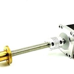 INVENTO 1pcs Nema 23 25 Kg-cm Stepper Motor + Flexible coupling + 300mm (0.3 mtr) 12mm M12 1.75mm Pitch Threaded Rod + Brass Nut-25