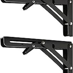 CALANDIS™ 2Pcs Folding Shelf Brackets Metal Shelf Support for Living Room Balcony Home Black 12inch | Other Home Building & Hardware | Building & Hardware | Home Improvement-image-36