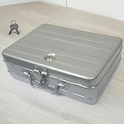 JAYCO Aluminium Cash/Jewellery Storage Box/Trunk - 12" Medium Size (30 cm x 21 cm x 10 cm, Silver)-22