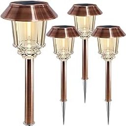 XMCOSY+ Solar Lights Outside Waterproof - 4 Pack Auto On/Off 10-40 LM Dimmable Outdoor Solar Lights for Yard Garden Pathway Driveway Walkway (Warm White)-image-36