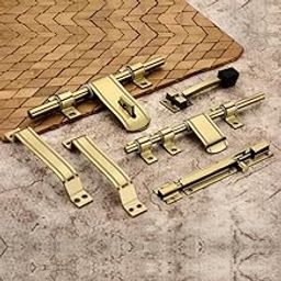 faith Stainless Steel Door Handle Kit for Main Door – Brass Antique Finish – Premium Single Door Fittings Set with 10" Aldrop, 7" Handles, 8" Latch, 6" Tower Bolt, 5" Stopper – (Wave-BA)-image-29