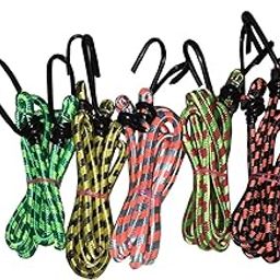 SARTHAK® High Strength Elastic Nylon and Polyester Bungee/Shock Cord Cables for Bikes, Multi Color Luggage Strap Tying Rope with Hooks (Set of 5-4FT, 5FT, 6FT, 7FT and 8ft one Each)-96