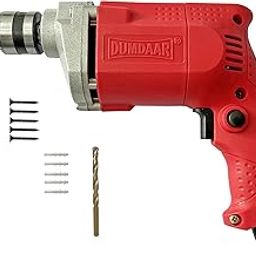 Inditrust Dumdaar 6-Month Warranty 350w 10mm RED Electric drill machine 100% Copper Winding with 1pc masonry bit 5pc Gitti 5pc Pech set-10