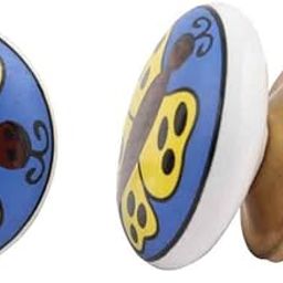 Indianshelf Handmade 8 Pieces Blue Ceramic Butterfly Kid Artistic Dresser Knobs for Bedroom Door Cabinet Pulls Online-image-87