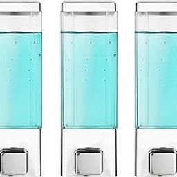 ABS Plastic 350 Ml Liquid Soap Dispenser Shampoo Sanitizer Dispenser Shower Gel Dispenser Chrome Plated Soap Dispenser for Bathroom Kitchen (Pack of 3)-image-91