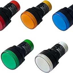 LEYDEN® 36-240V AC/DC Multiple Voltage Bright LED Round Indicator 22mm Panel Mount LED Indicator Pilot Signal Light Lamp (R-Y-B-G-W, 1)-image-53