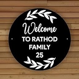 ABAJ Wooden Personalized Name plate (12 * 12 Inch) for Home Entrance | Stylish look, Clear Visible | with 3D Letters | Ideal for Indoor House Villa Bunglow & Flat | Black with White Letters-picture-22