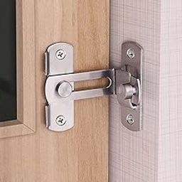 90 Degree Flip Barn Door Lock, Protect Privacy - Security Gate Latch, Hook Lock Latch for Barn, Garden, Bathroom, Outdoor, Garage, Window, Sliding Door Silver-picture-24