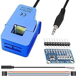 DKARDU SCT-013-000 Non-invasive Split Core Current Transformer 100A/1V AC Current Sensor + ADS1115 ADC Module with Audio Female Cable Male and Female Dupont Cable,for Arduino-image-61