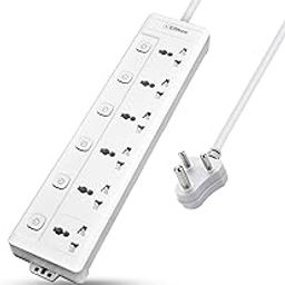 EMBOX Extension Board with Switches 2500 W, 6Universal Sockets, Individual Switch, Safety Shutter, 6 amp Spike Guard, LED Indicator and Safety Shutter, 1.8 Meter Extension Cord-18